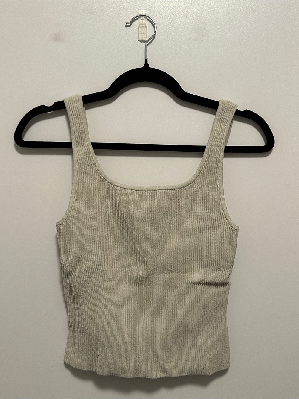 Aritzia Ribbed Square-Neck Tank Top - Cream